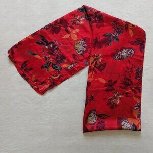 Red Flower And Butterfly Print Scarf Shawl Hijab
